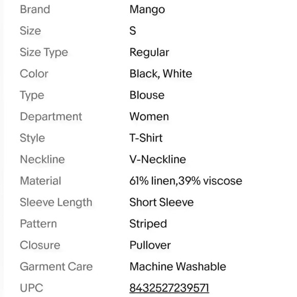 MANGO MNG Women's Striped Linen V-Neck Short Sleeve Tee T-Shirt NWT NEW - Picture 13 of 13